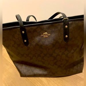 Coach Monogram Tote Bag Brown Black